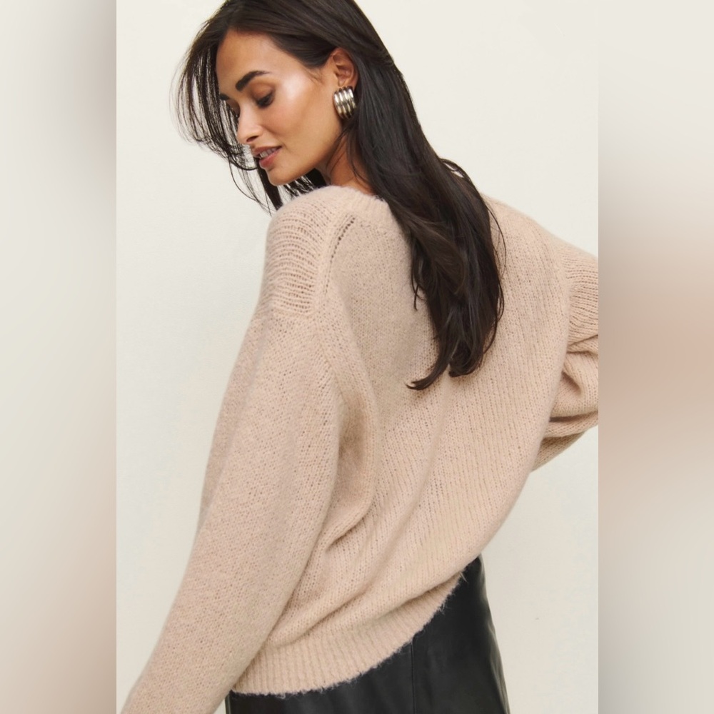 Reformation Cici Oversized Crew Sweater Natural - Size S - Picture 5 of 15